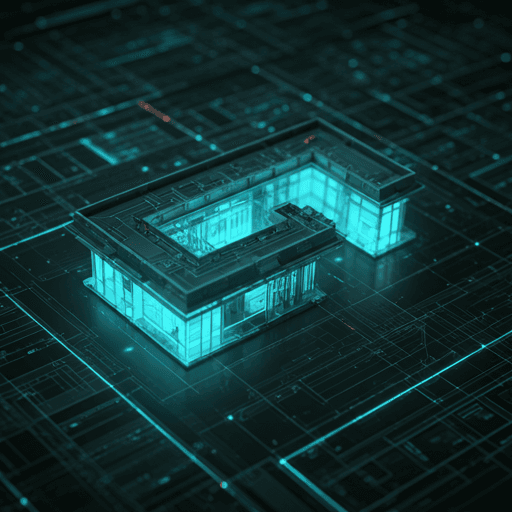 Technical architectural blueprint on a digital terminal